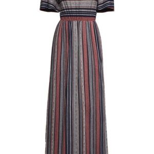 BCBG Charla Striped Off-The-Shoulder Maxi Dress